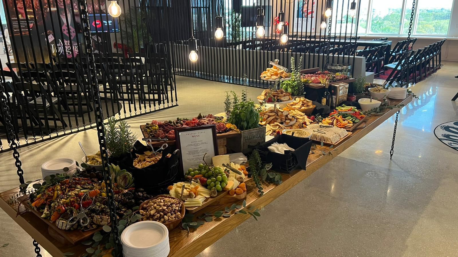 Grazing table in a modern office event space